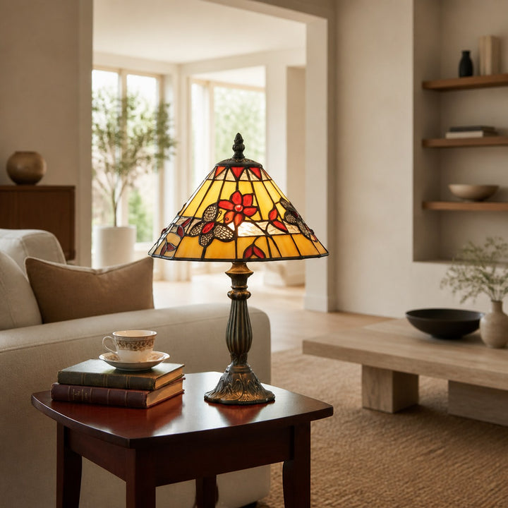TF Butterfly Table Lamp – Hand-Cut Stained Glass Shade Table Light for Living Room and Bedroom