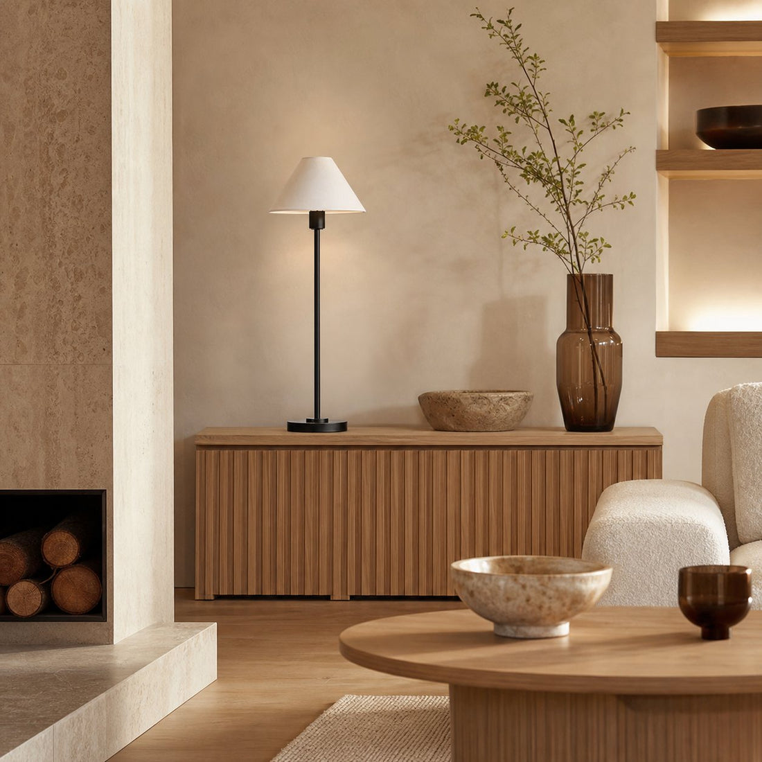 Diora Table & Floor Lamps - Linen Shade Modern Linear Style Sophisticated Accent