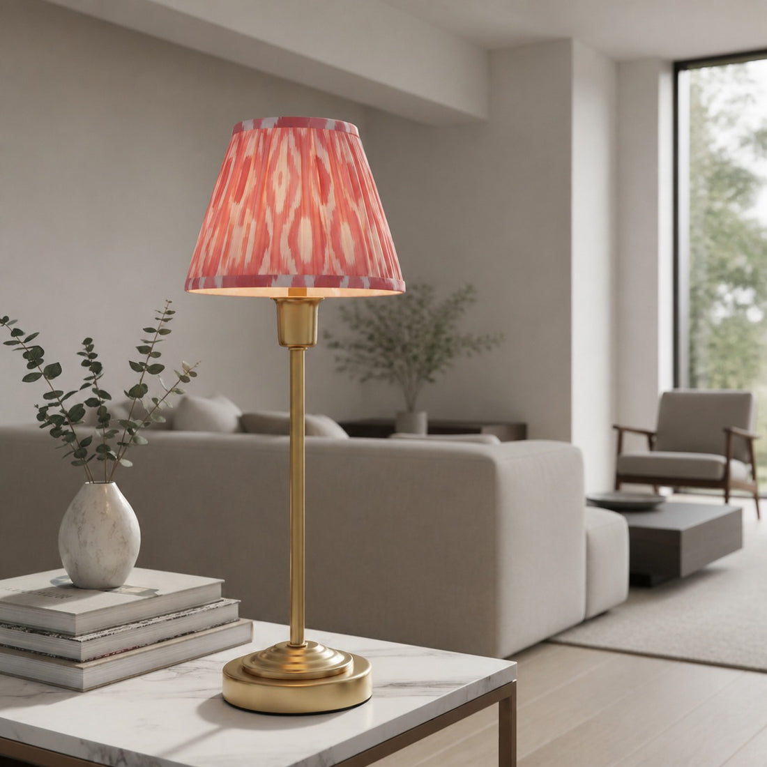 Bronzuno Patterned Fabric Table Lamp - Brass or Bronze Finish Modern-Bohemian Bedside & Living Space Light