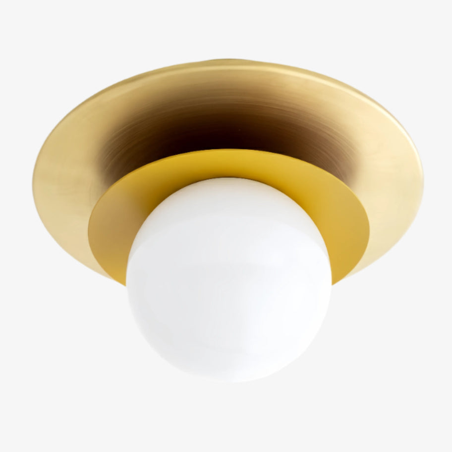 Artivo Layered Brass Globe Light – Versatile Opal Glass Ceiling or Wall Sconce for Stylish Spaces