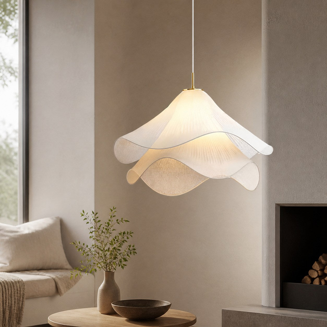 Ethereal Bloom French Floral Pleated Fabric Pendant Light