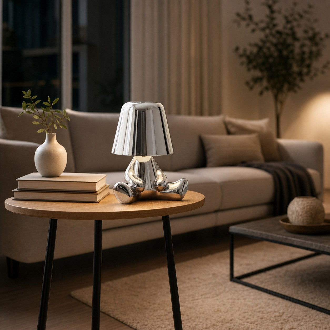 Aurabrova Rechargeable Human Figure Table Lamp – Modern Aluminium Lamp for Living Room