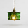 Vintage Ripple Glass Pendant Light With Warm Brass Accent
