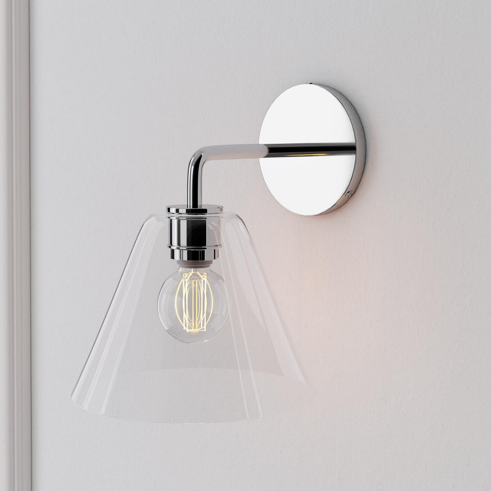 Sculptural Glass Geo Sconce - Modern Bathroom Mirror Globe Wall Light