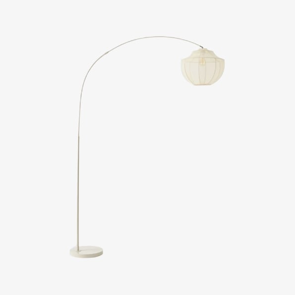 Lumifil Arc Floor Lamp Textile Mesh Shade - Metal Stand for Soft Ambient Living Room Lighting
