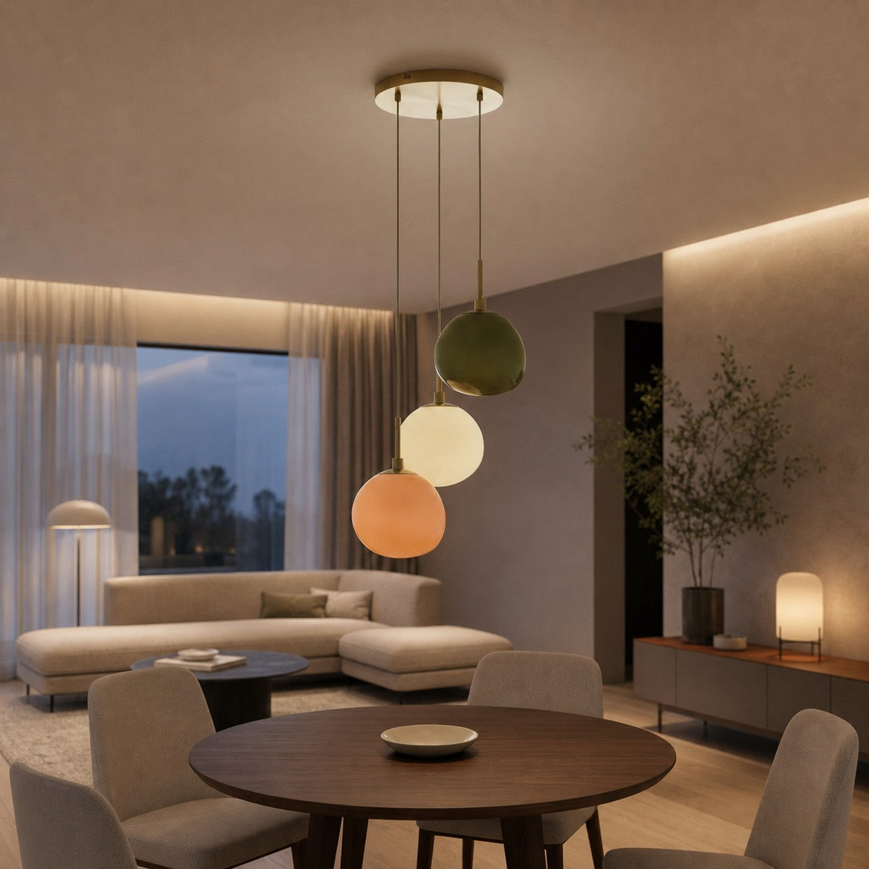 Multi-Shade Opal Glass Pendant - Cluster Hanging Lamp