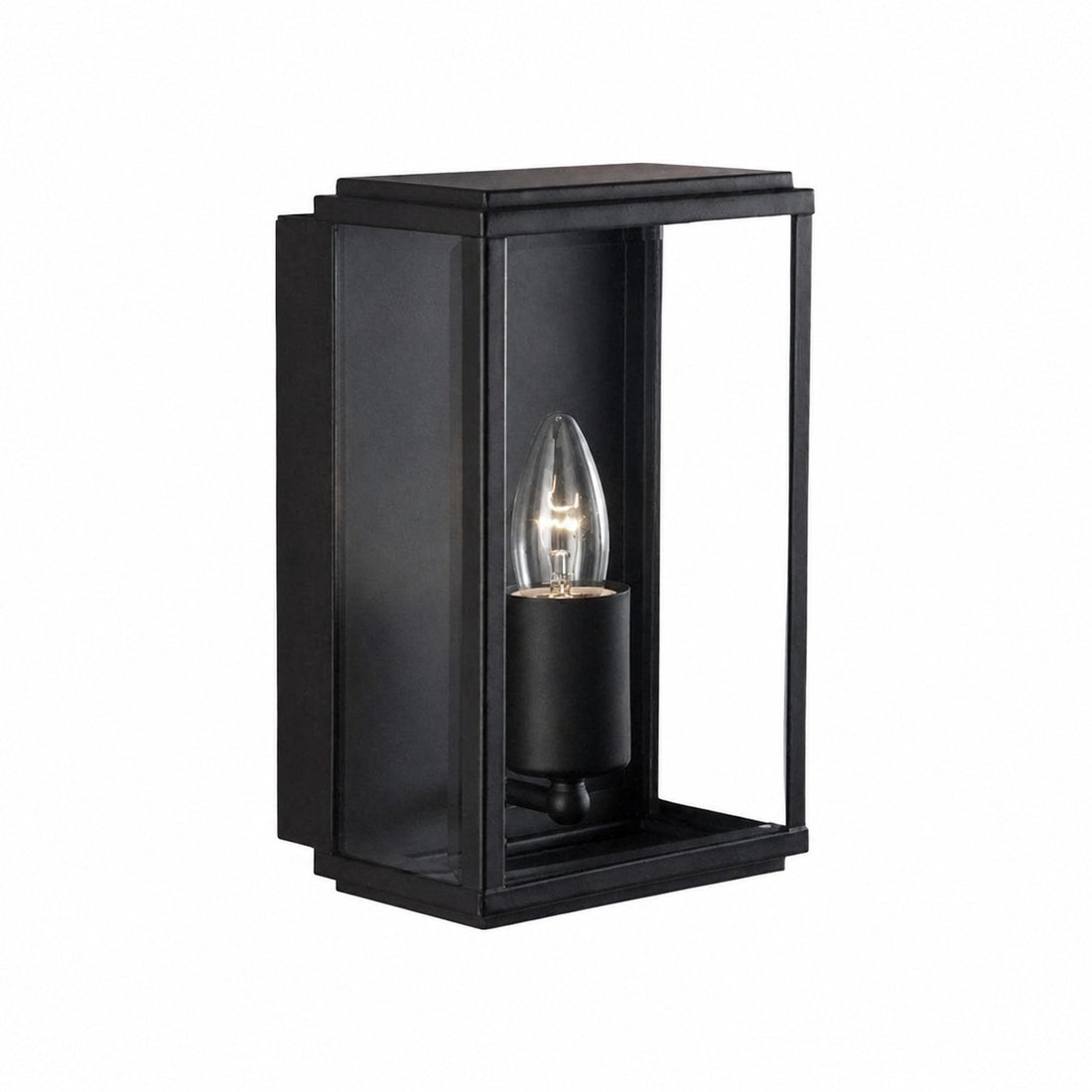 Boxar Outdoor Wall Lantern – Metal Frame and Clear Glass for Porches or Entryways