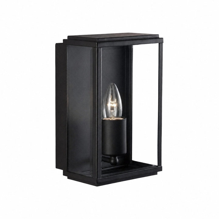 Boxar Outdoor Wall Lantern – Metal Frame and Clear Glass for Porches or Entryways