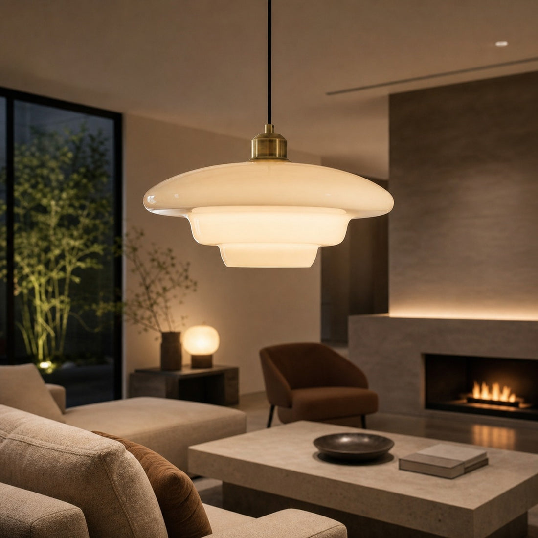 Opalisse Art Deco Pendant Light – Milk Glass Dome Ceiling Lamp for Dining Room N07