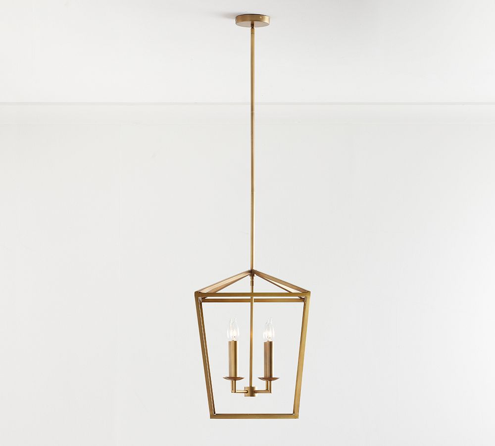 Rowan Bronze and Brass Lantern Pendant Light - Steel Hanging Ceiling Fixture