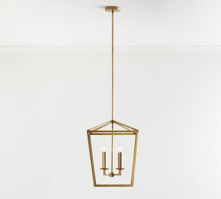 Rowan Bronze and Brass Lantern Pendant Light - Steel Hanging Ceiling Fixture