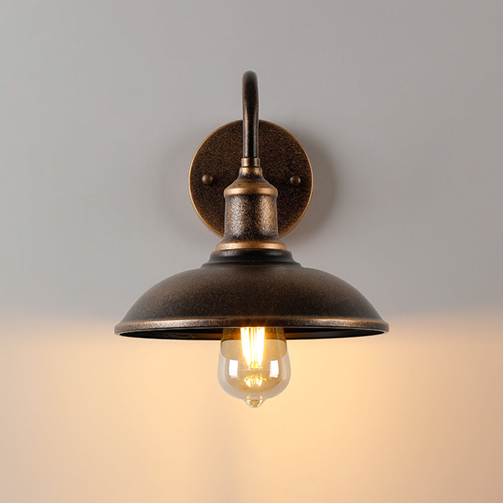 Retro Industrial Bowl Shaped Outdoor Waterproof Wall Light