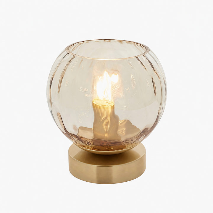 Tracian Modern Dimple Globe Table Lamp – Brass Ambient Decorative Lamp for Bedroom or Lounge