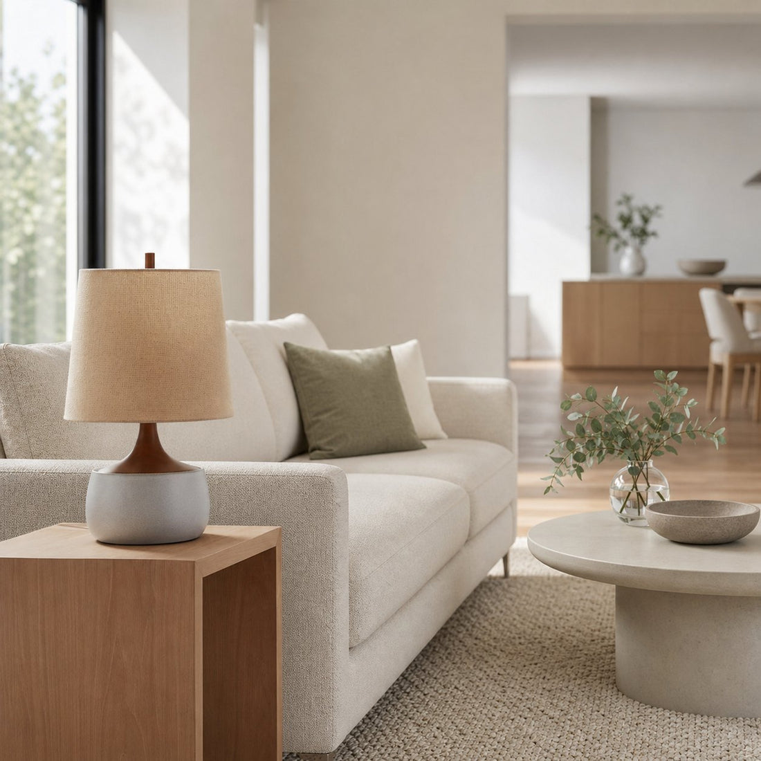 Avero Contemporary Table Lamp - Textured Cement Design for Living Room and Office