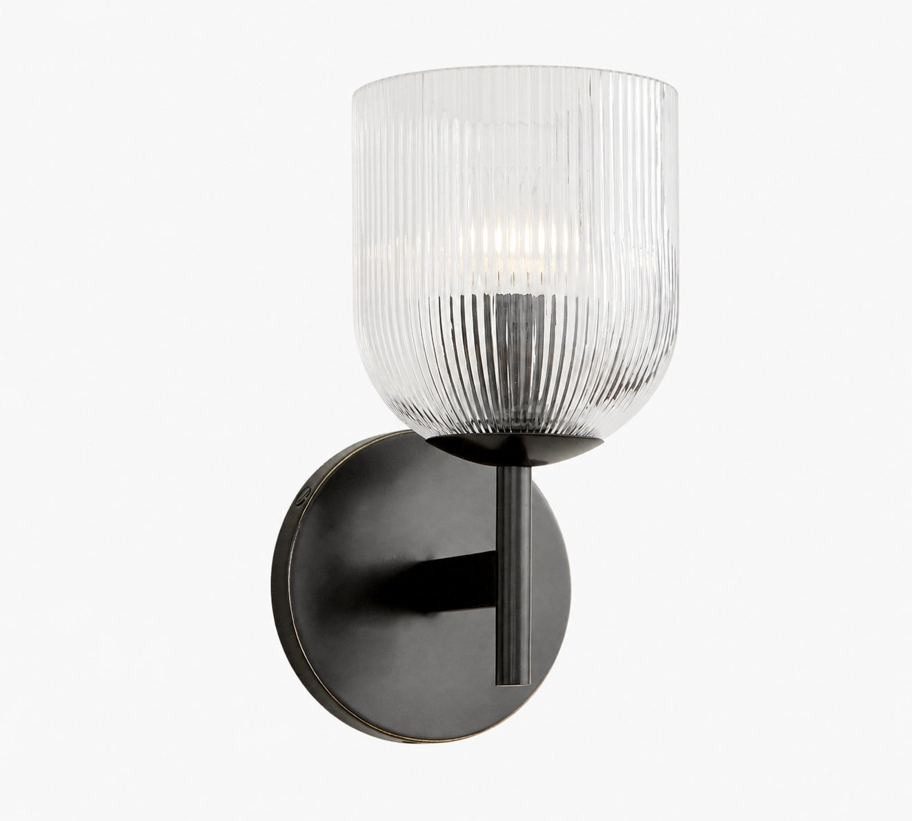 Bravira Ribbed Glass Sconce - Metal Wall Light with Clear Glass Shade