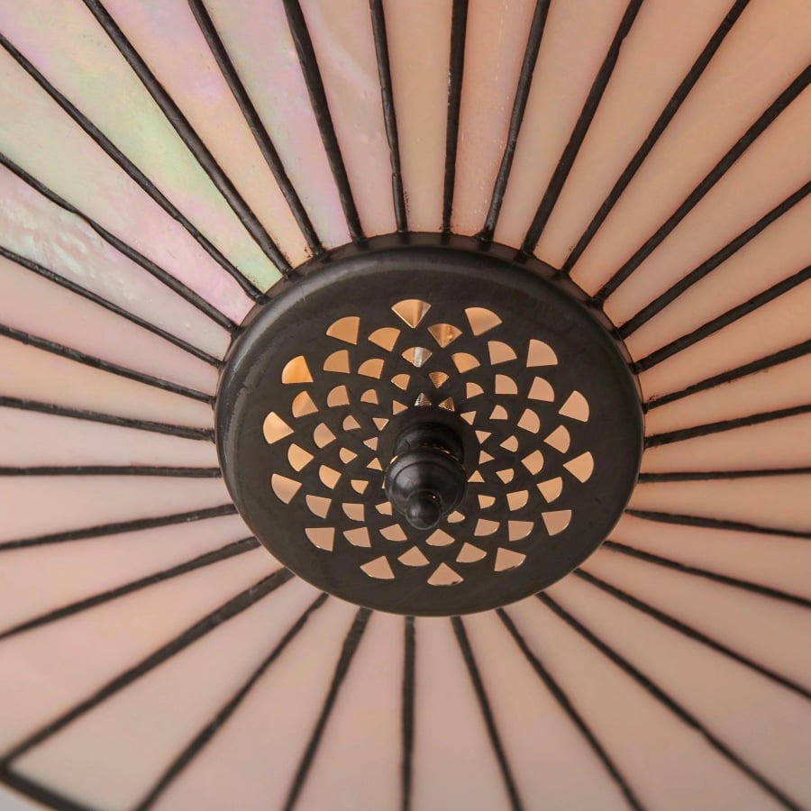 TF Fargo Geometric Flush Mount Light - Handcrafted Art Deco Stained Glass Lamp for Entryway