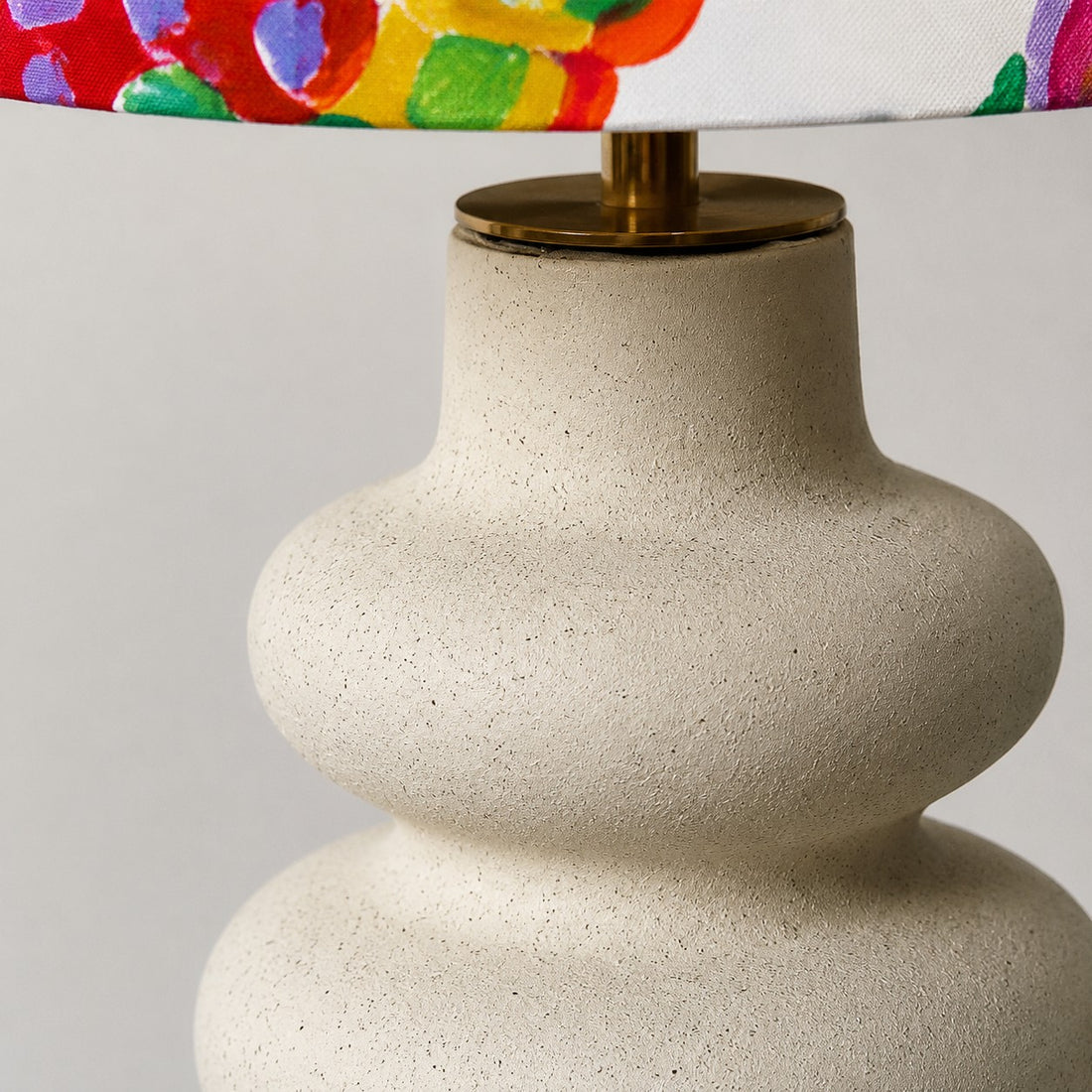 Close-up of the textured ceramic table lamp base