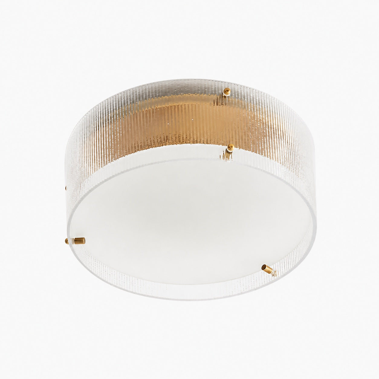 Glimmerove Fluted Glass Brass Round Ceiling Light – Rustic Chic Flush Mount for Living Rooms and Bathrooms