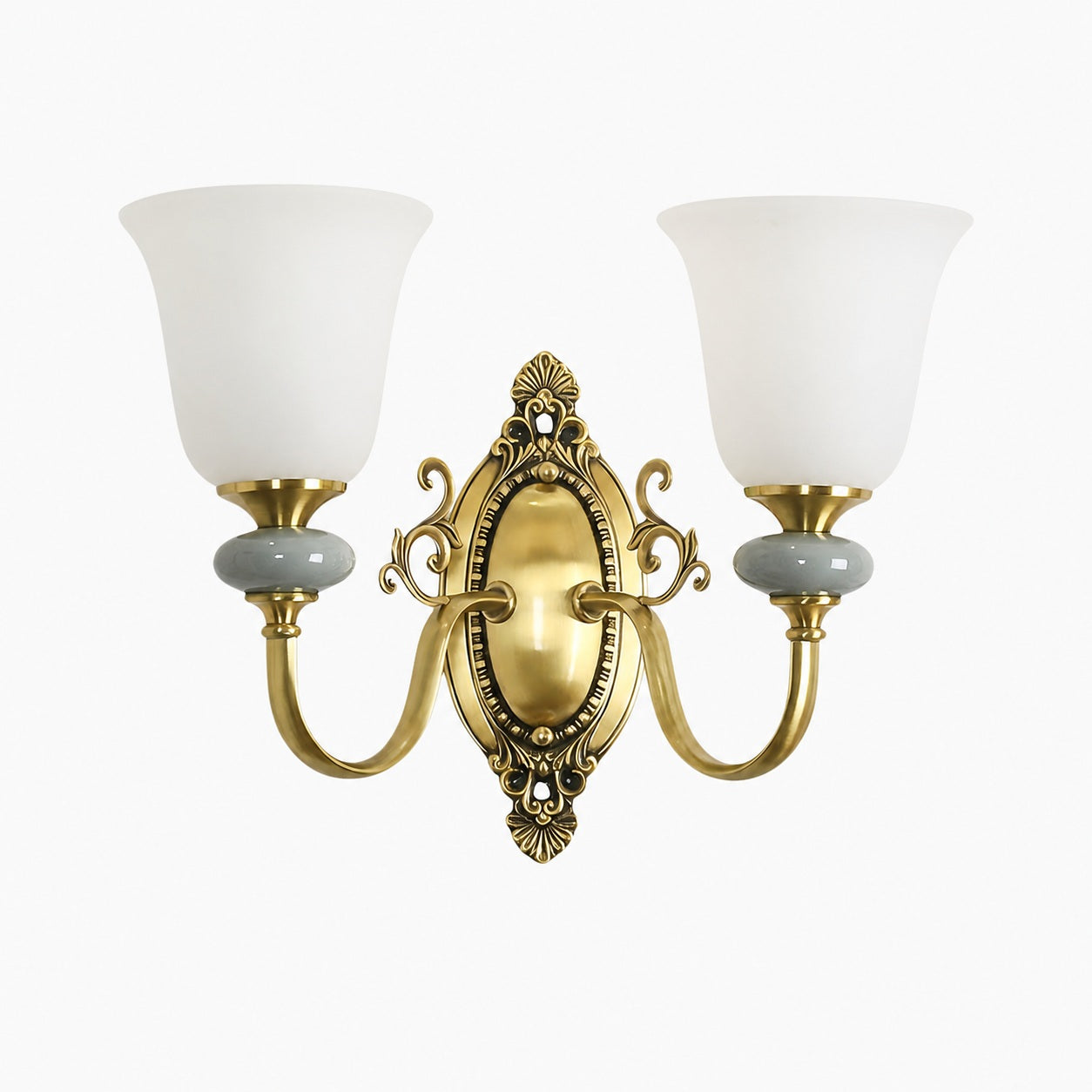 Rowanea Ceramic Wall Sconce with Fabric Shade and Metal Finish – Farmhouse Modern Hallway Light