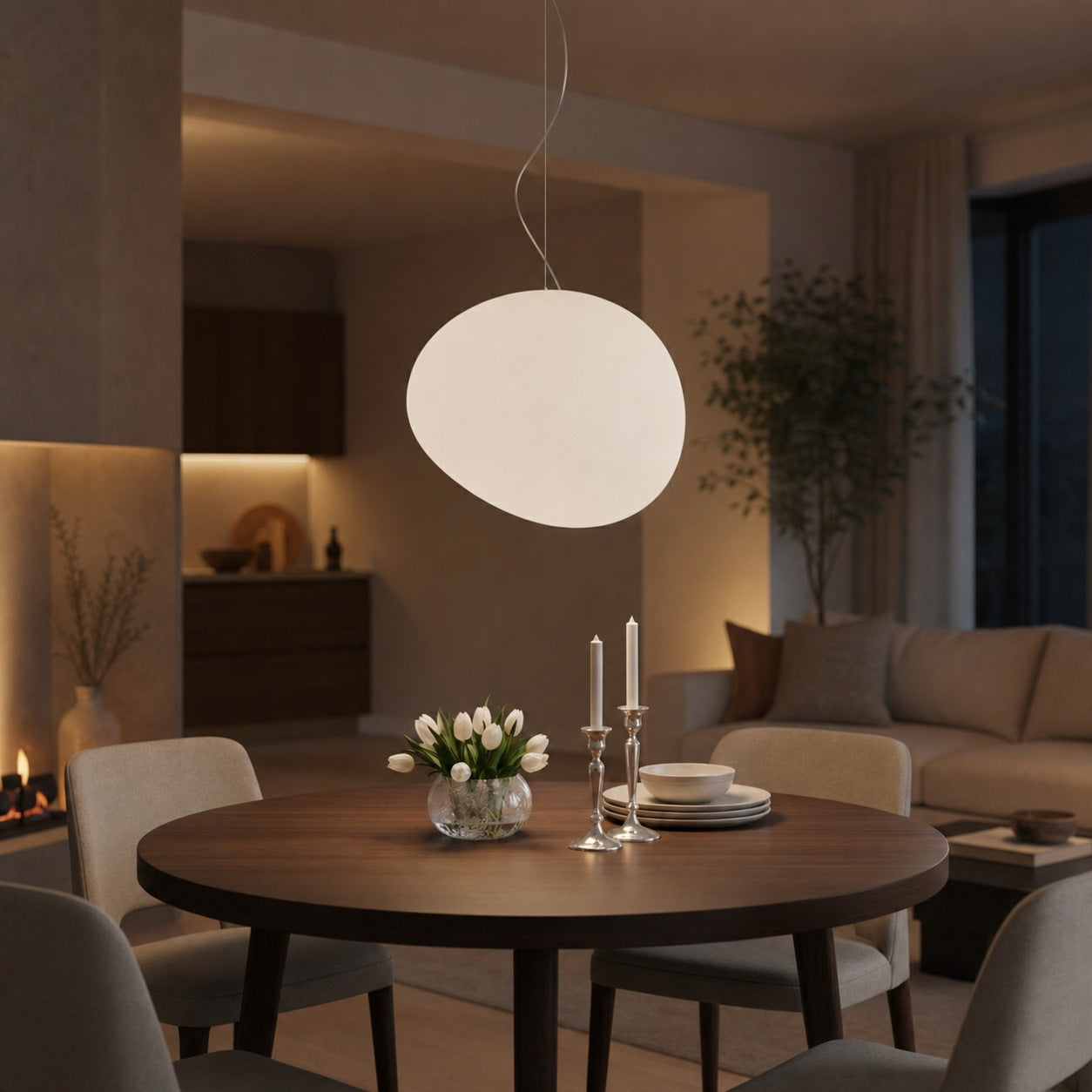 Stonea Contemporary Hanging Pendant Light – Artistic Hanging Pendant Light for Modern Interior Spaces N17