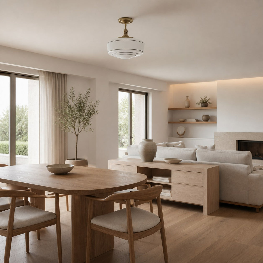 Nalaviro Modern Ceiling Light - Glass Shade for Living Room and Entryway