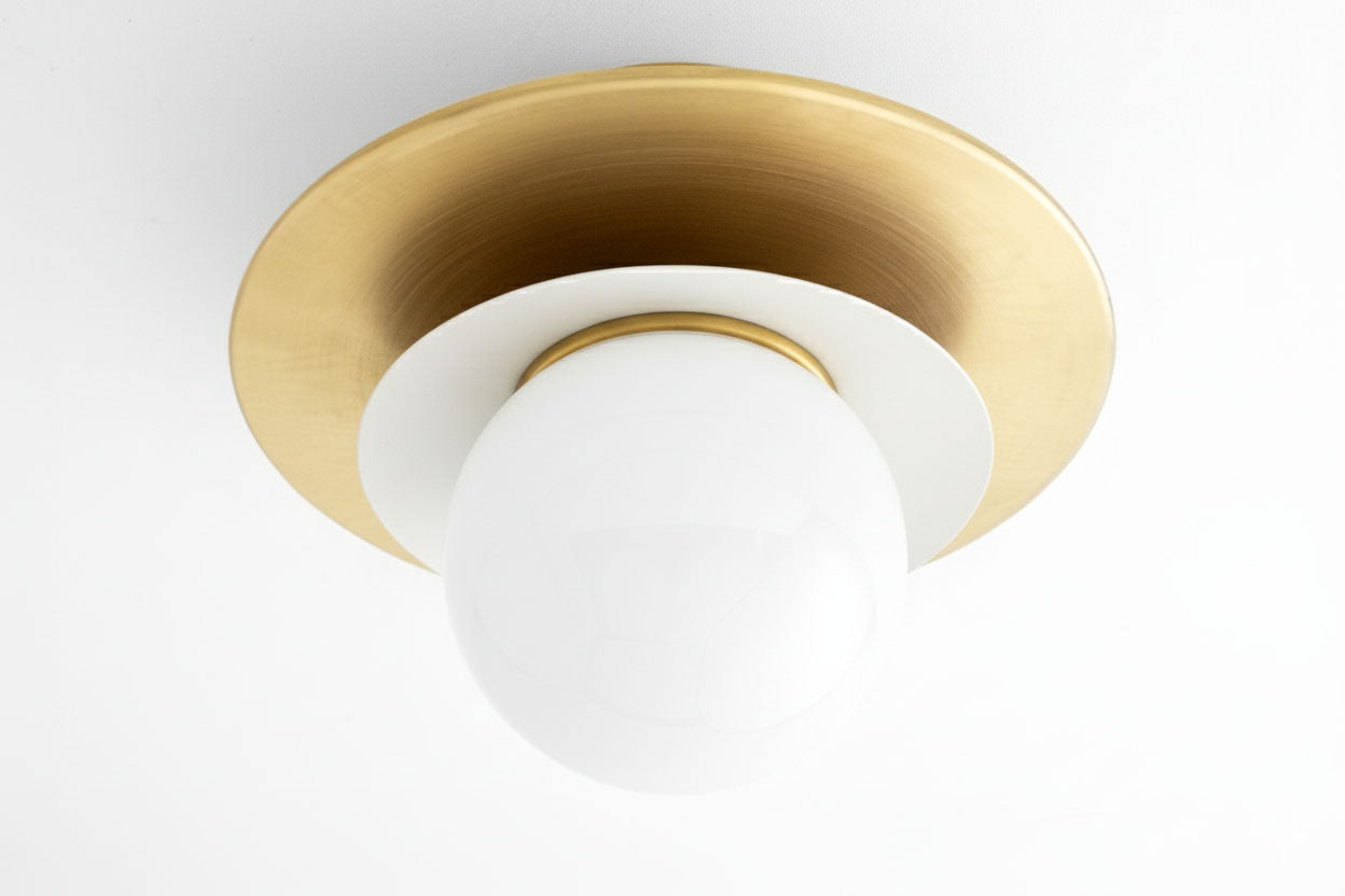 Artivo Layered Brass Globe Light – Versatile Opal Glass Ceiling or Wall Sconce for Stylish Spaces