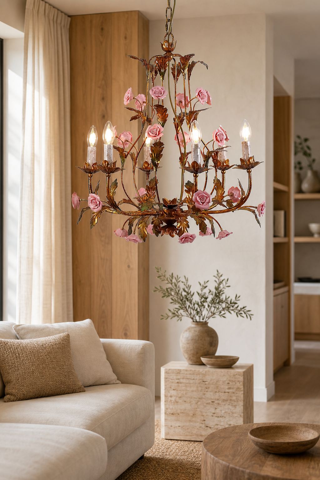Ceramic Rose Chandelier