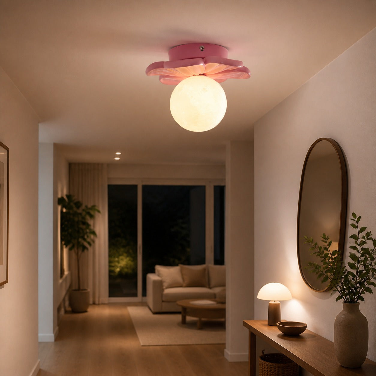 Cream Bloom Flower Ceiling Lamp