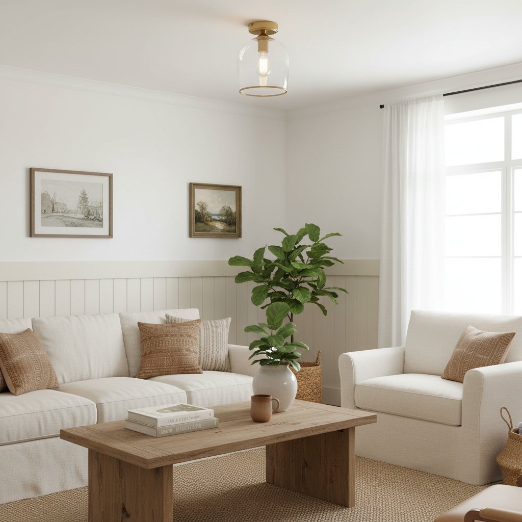 Brazara Dome Ceiling Light - Industrial Ribbed and Clear Glass for Living Room