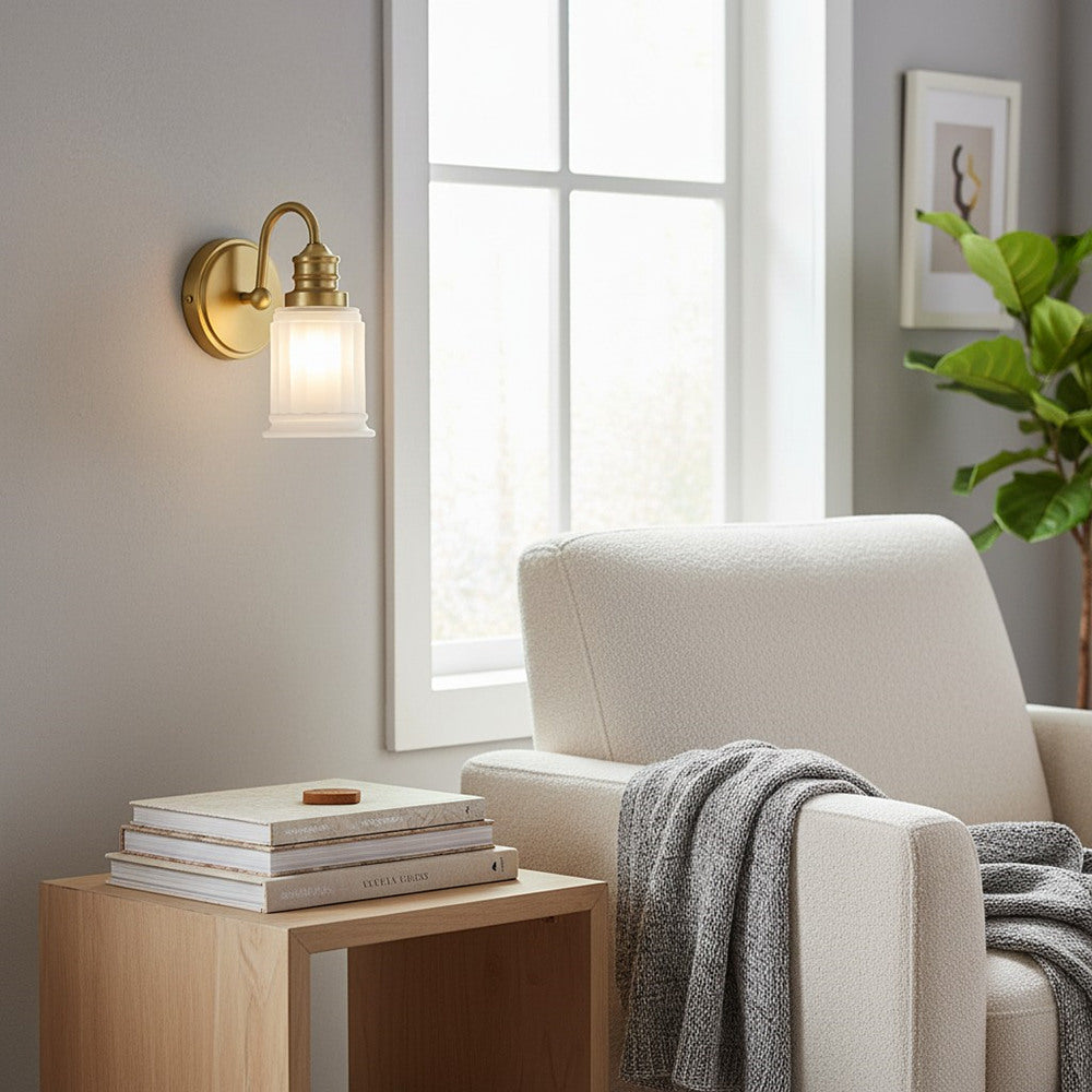 Lirra Bathroom Metal Wall Lamp with Glass Shade - Damp Rated Wall Sconce
