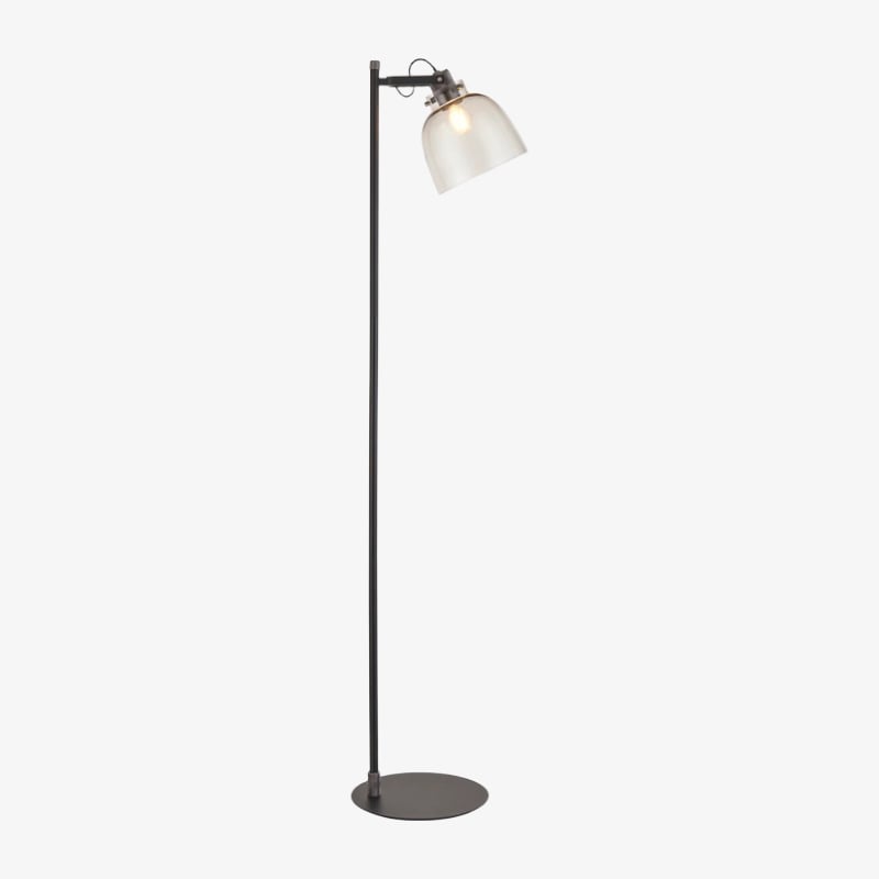 Readium Industrial Floor Lamp - Adjustable Glass Head Metal Base for Living Room and Bedroom
