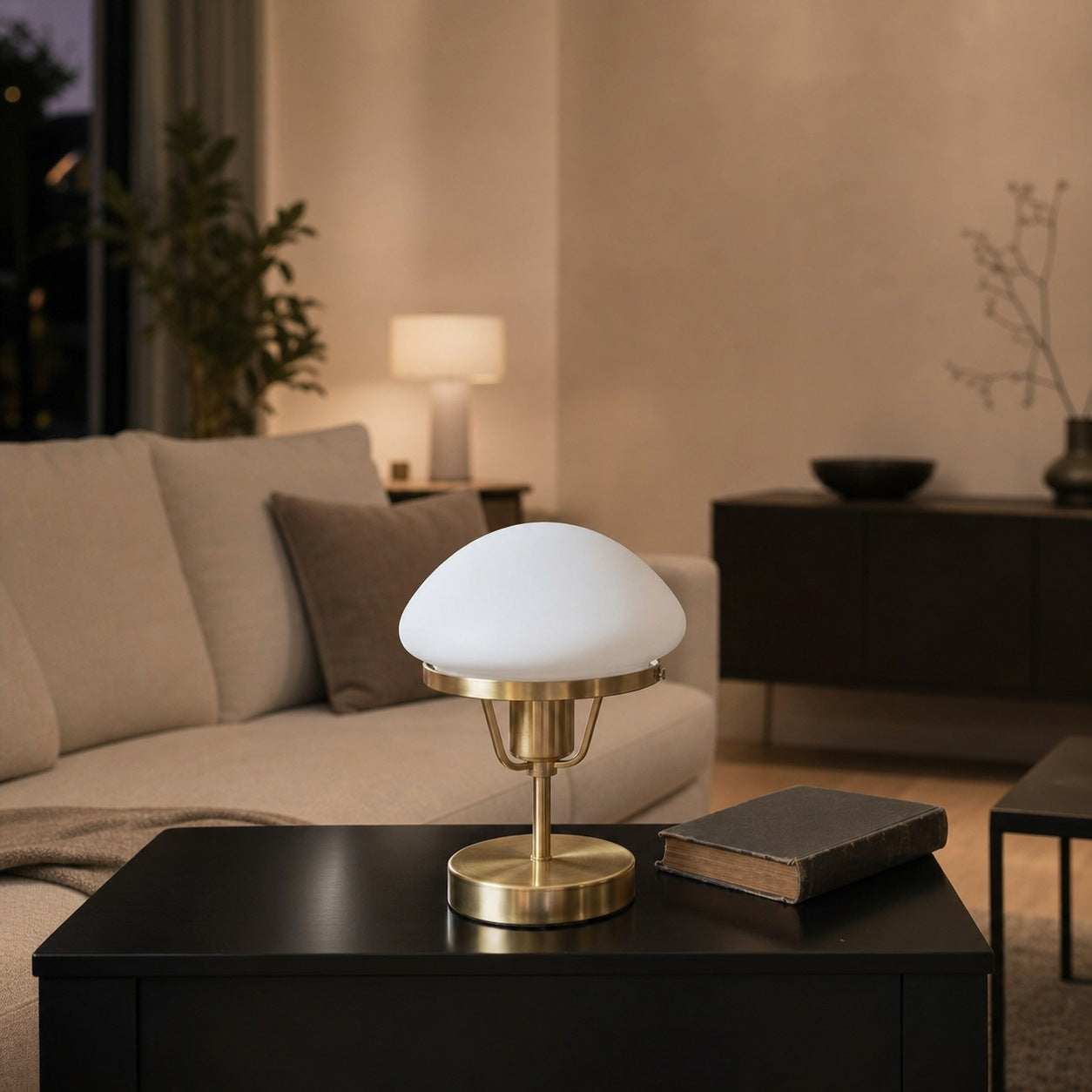 Ornato Luxe Modern Brass or Black Table Lamp - Elegant Desktop Lighting Fixture