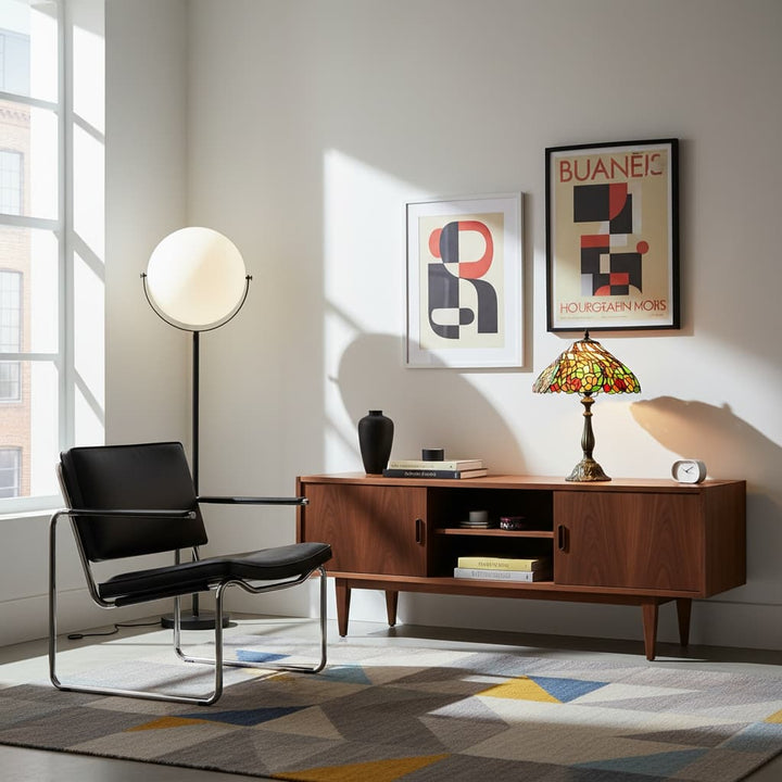 TF Sorenia Elegant Stained Glass Lamp - Handcrafted Tiffany Table Light for Home Interiors