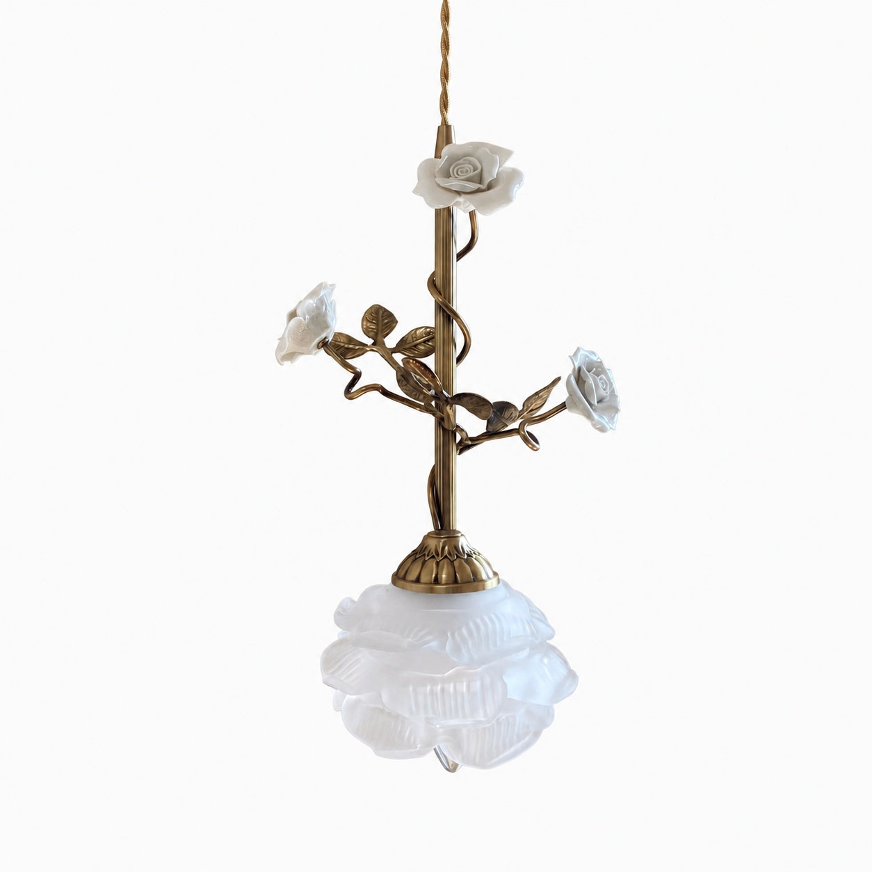 Lalique Rose Glass Pendant Lamp