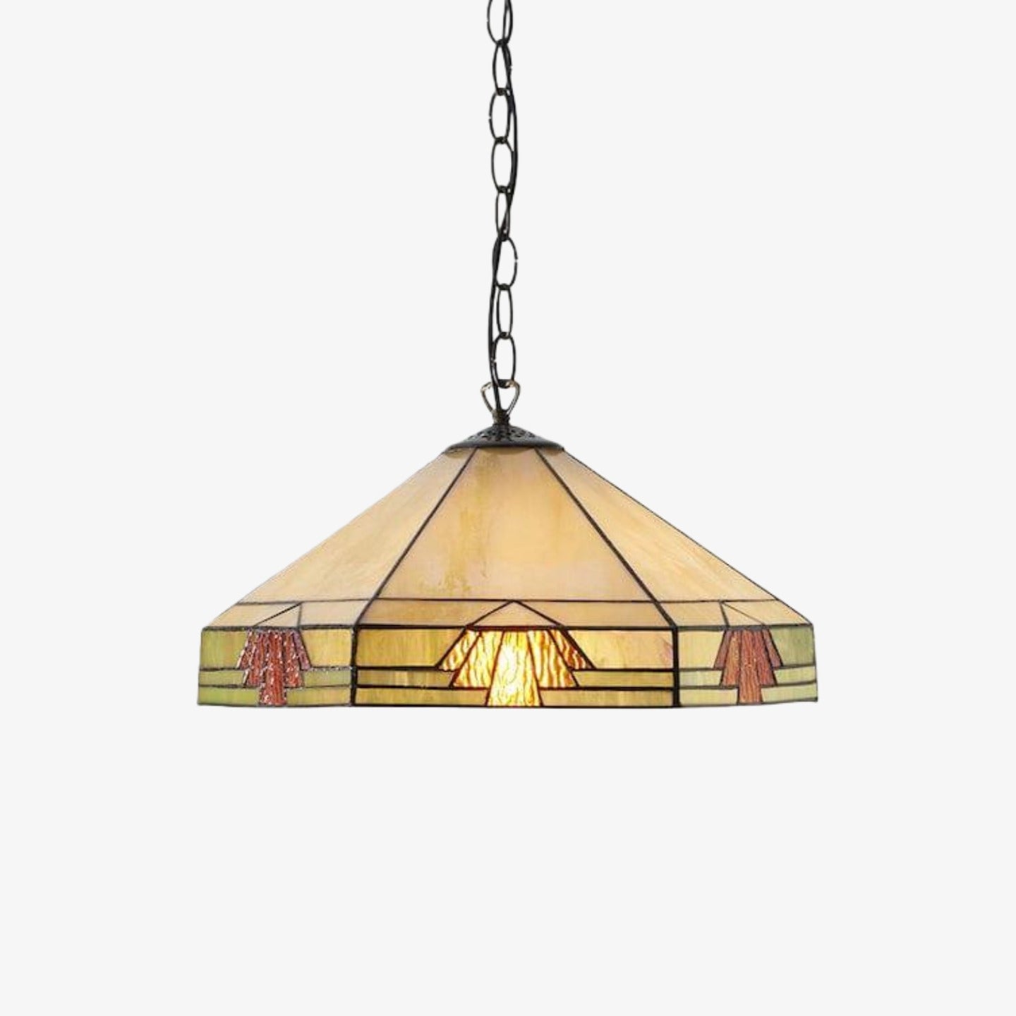 TF Nevada Vintage Stained Glass Pendant - Handcrafted Art Glass Lighting for Dining Areas