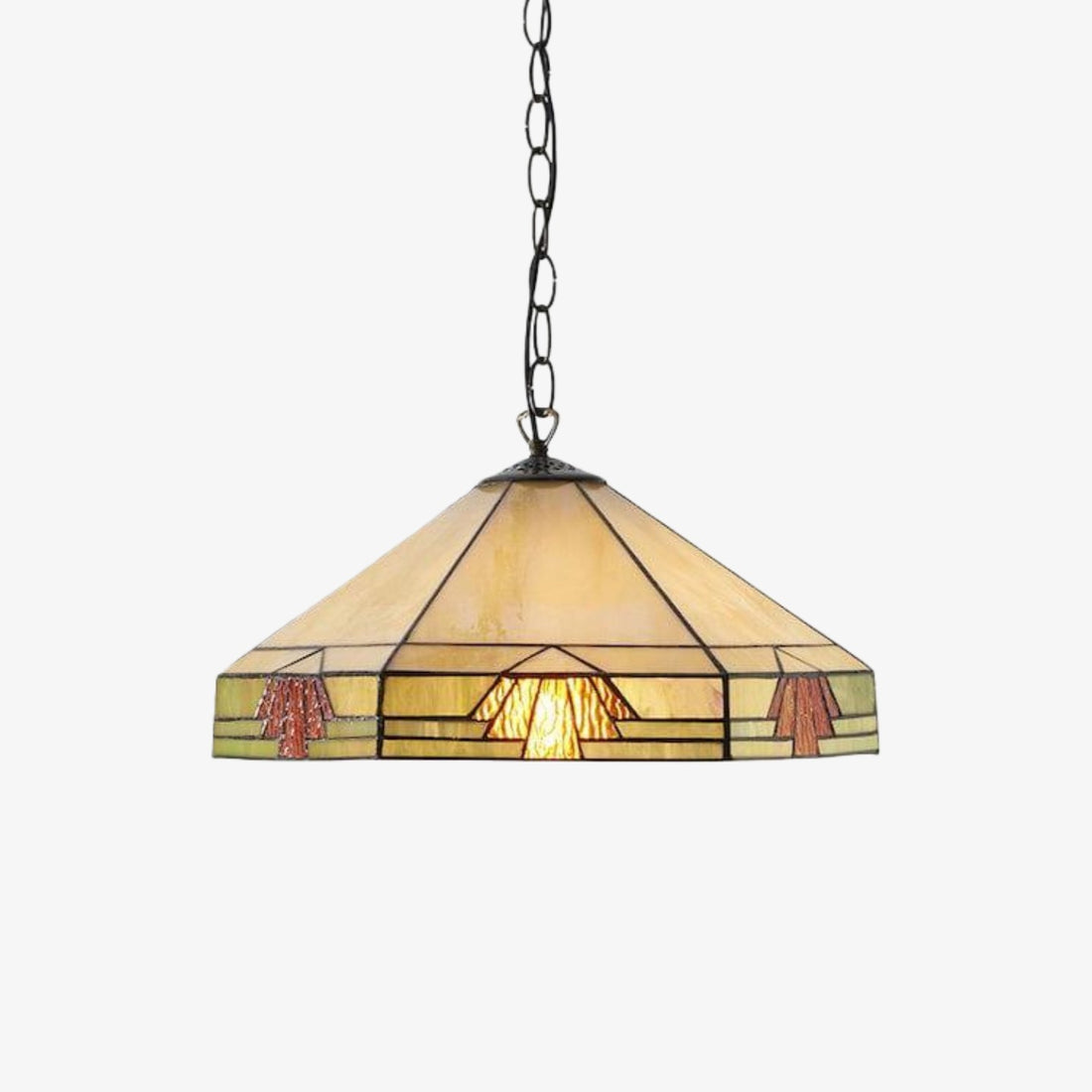 TF Nevada Vintage Stained Glass Pendant - Handcrafted Art Glass Lighting for Dining Areas
