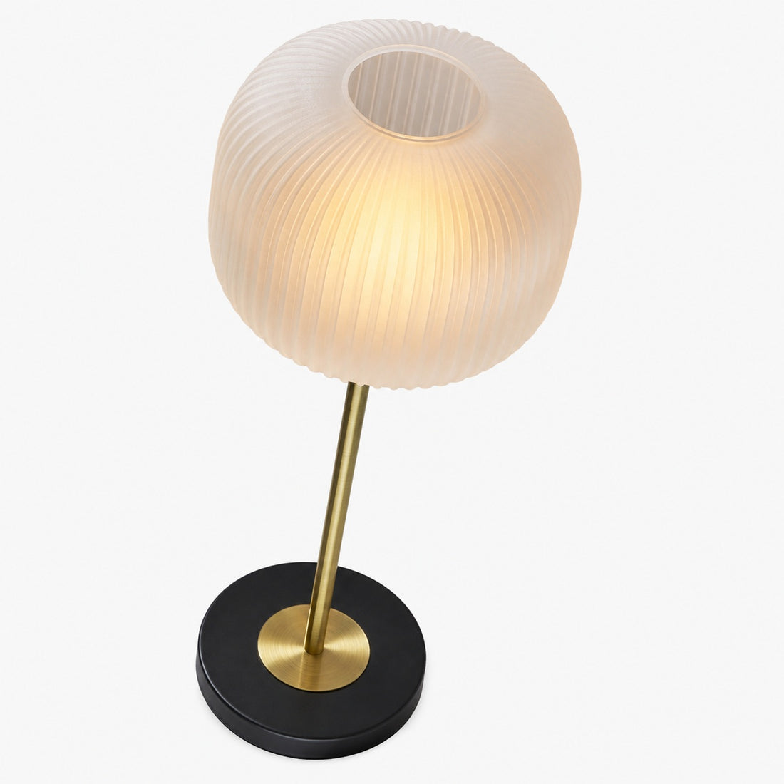 Pelviona Ribbed Glass Table Lamp - Brass & Black Metal Base - Must-Have for Home Styling
