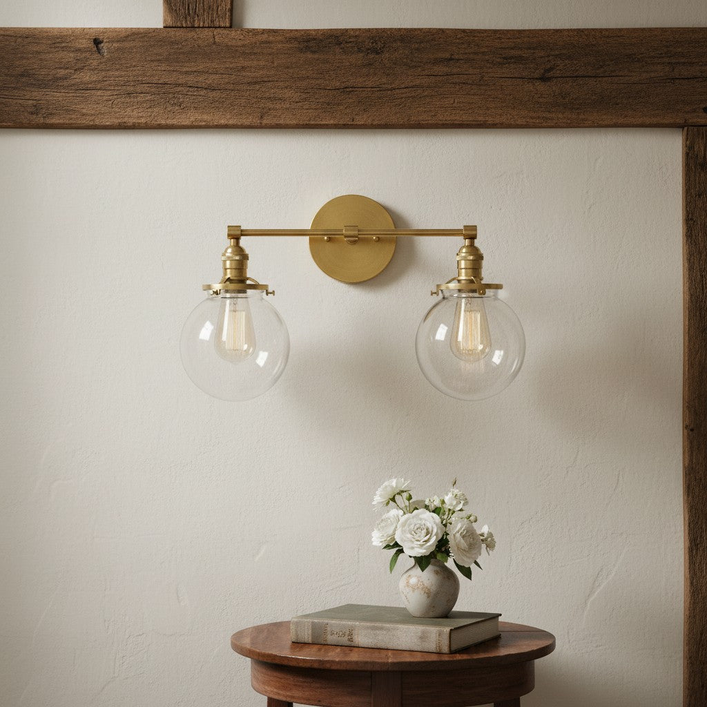 Lumio Globe Glass Globe Vanity Light - Modern Two Light Bathroom Sconce