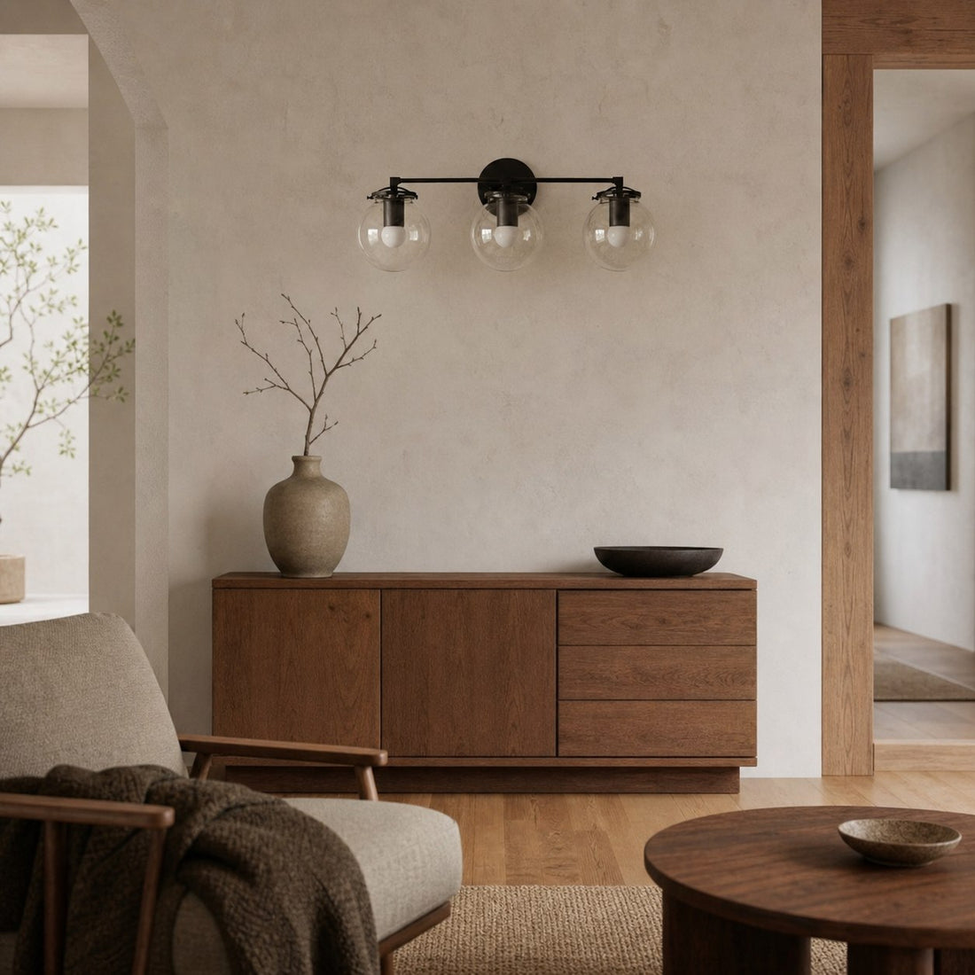Glorica Glass 3 Shade Globe Vanity Light - Soft Bathroom Light Fixture