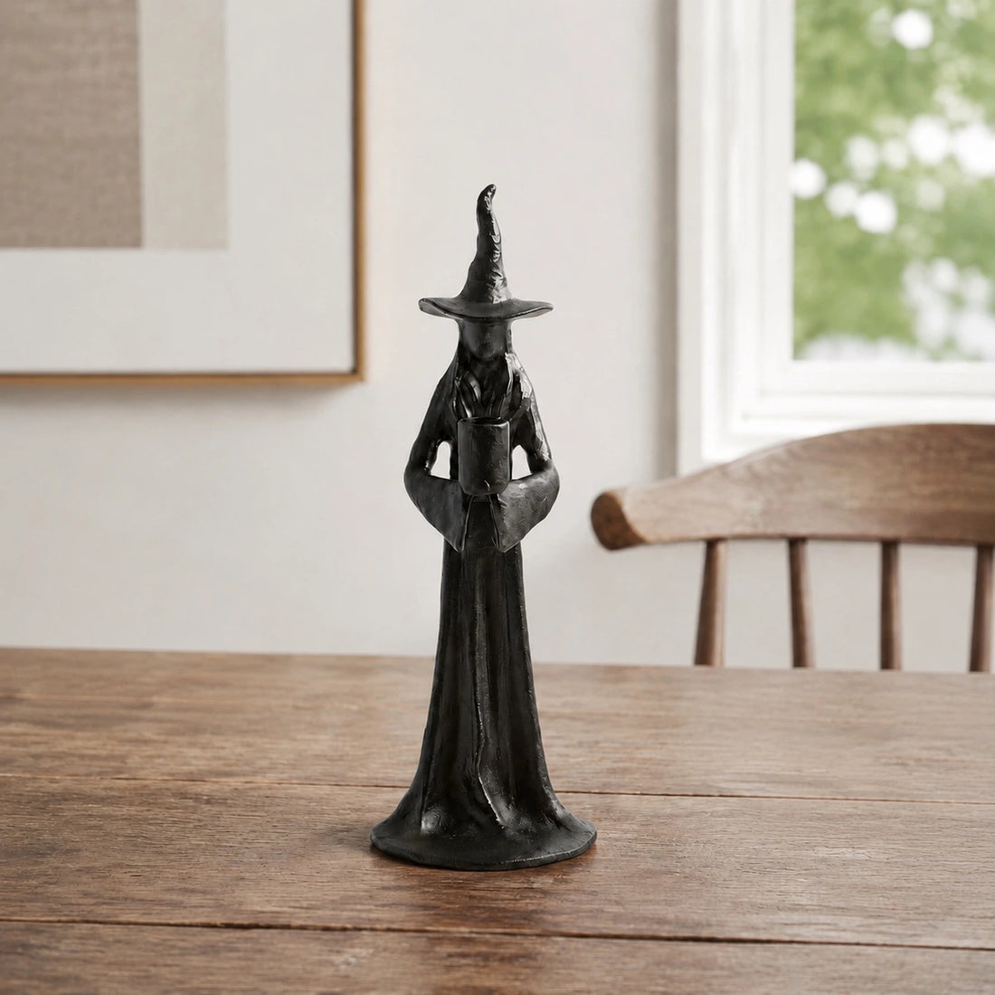 Single Candle Aura black resin candlestick