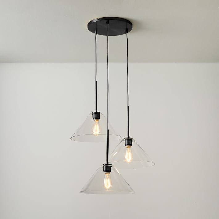 Conica 3-Light Cone Chandelier - Sculptural Glass Pendant Lighting Modern Style