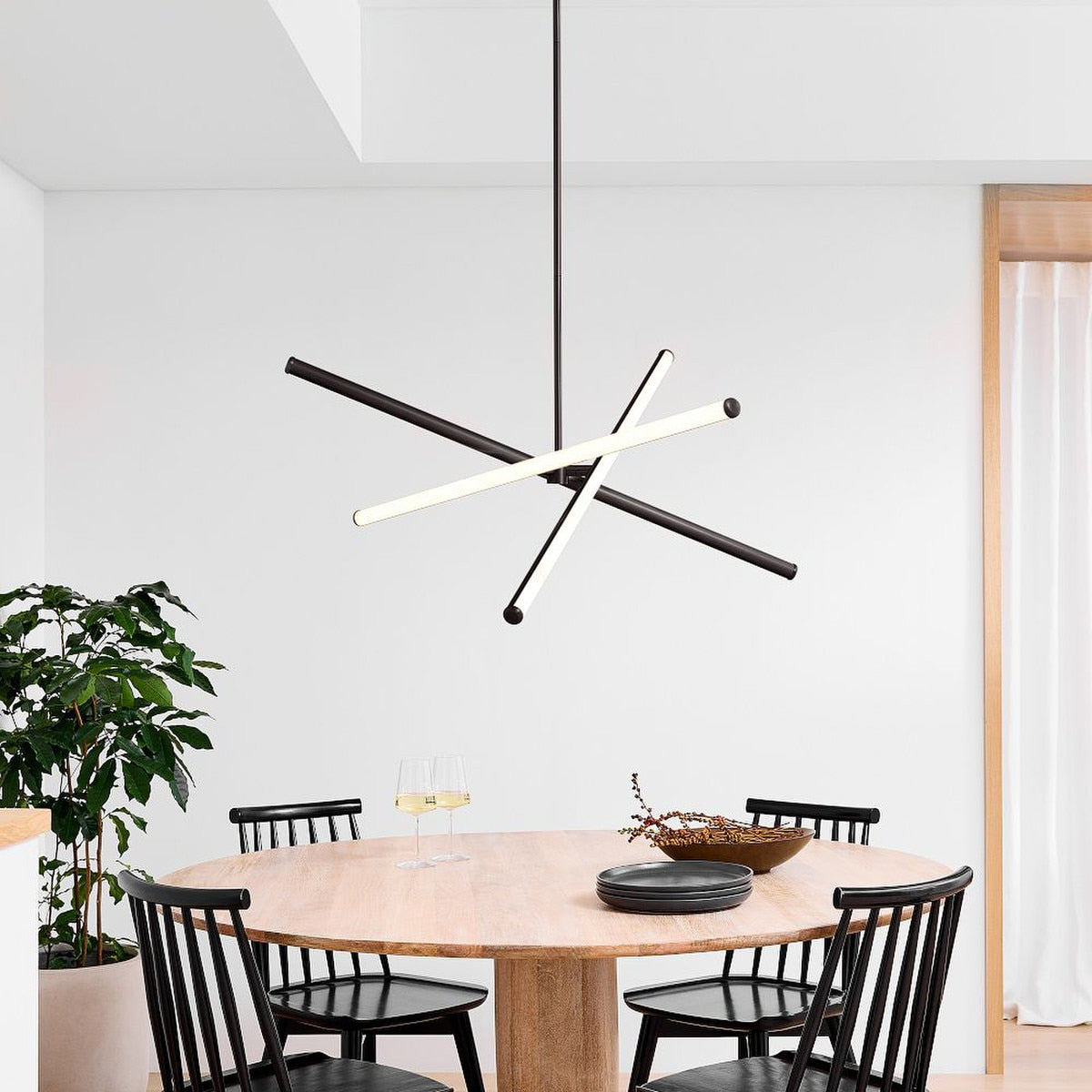 Voro Minimalist Chrome Light Rods - LED Semi-Flush Mount Ceiling Light