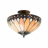 TF Brooklyn Tiffany Semi-flush Ceiling Light - Geometric Glass Shade for Hallways or Living Rooms