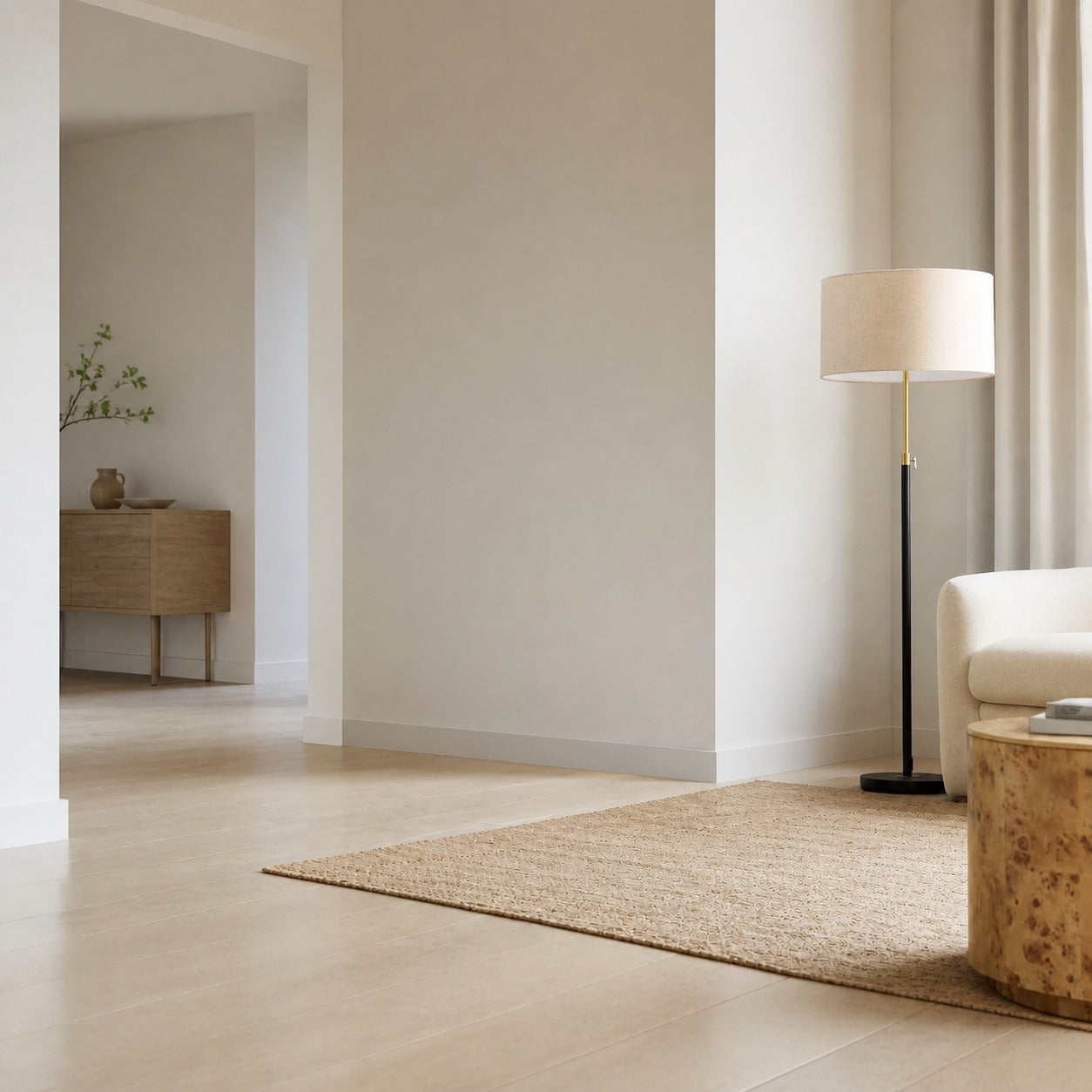 Mavora Adjustable Floor Lamp - Modern Telescoping Light with Linen Shade for Reading