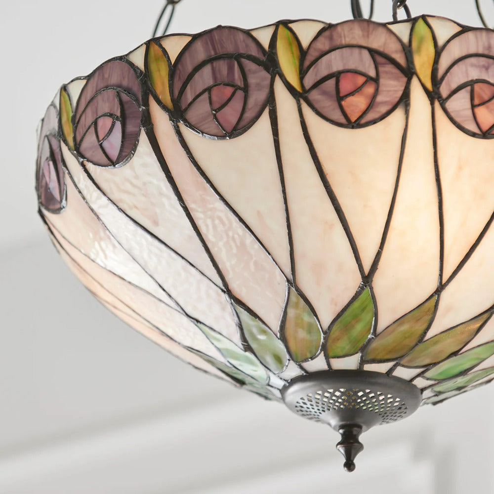TF Hutchinson Tiffany Pendant Light - Inverted Art Glass Adjustable Pendant Light for Home