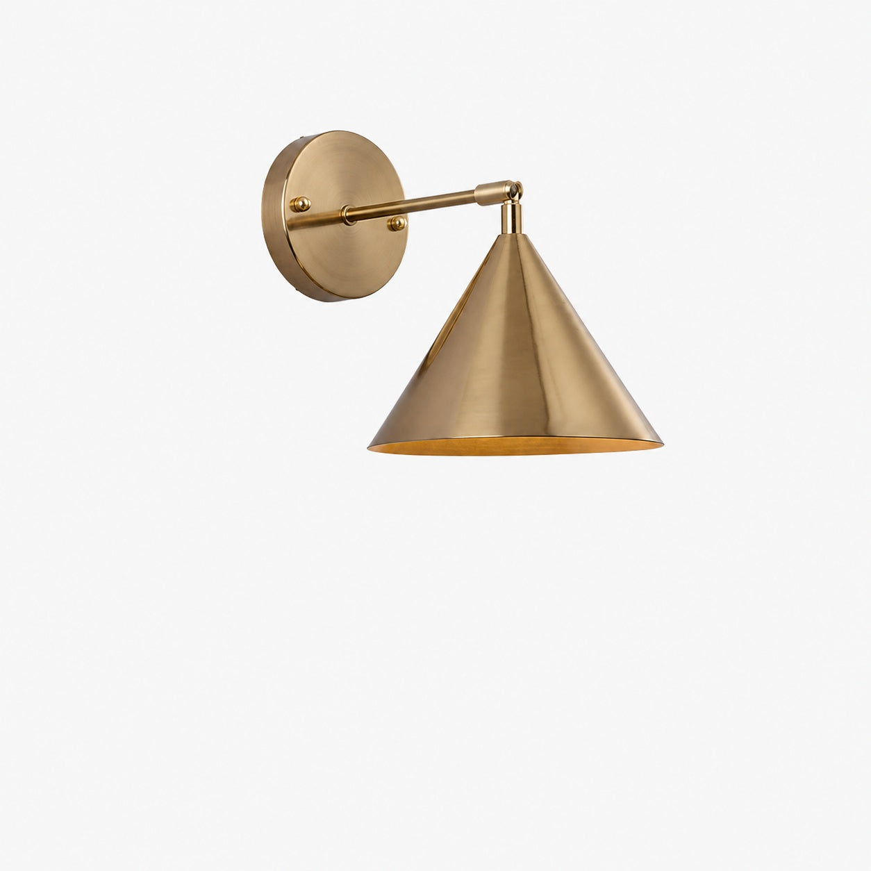 Modern Simple Iron Plated Brass Cone Round 1-Light Wall Sconce Lamp