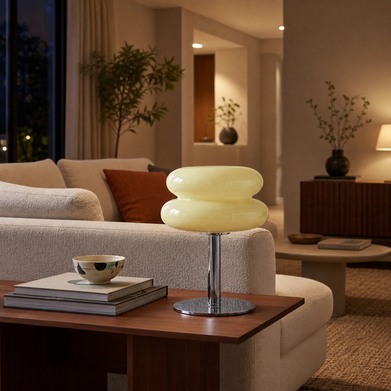 Glasentro Bauhaus Table Lamp Geometric Glass Design Modern Accent for Living Room N12