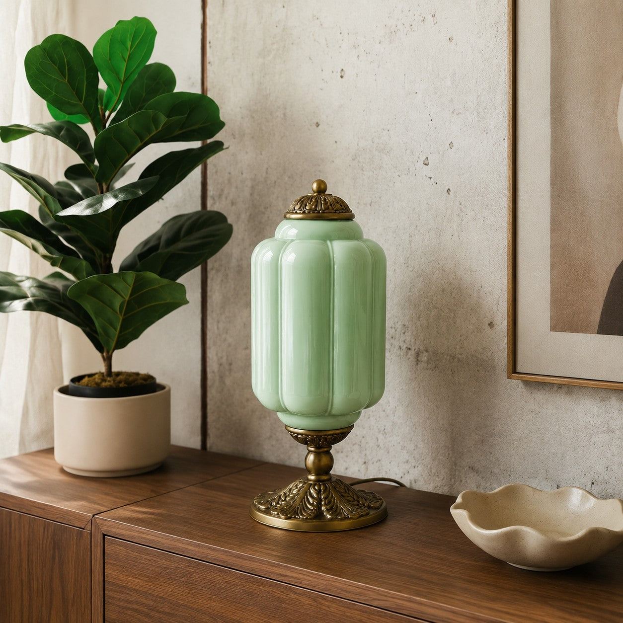 Eloise Milk Glass Table Lamp for Bedroom Decor