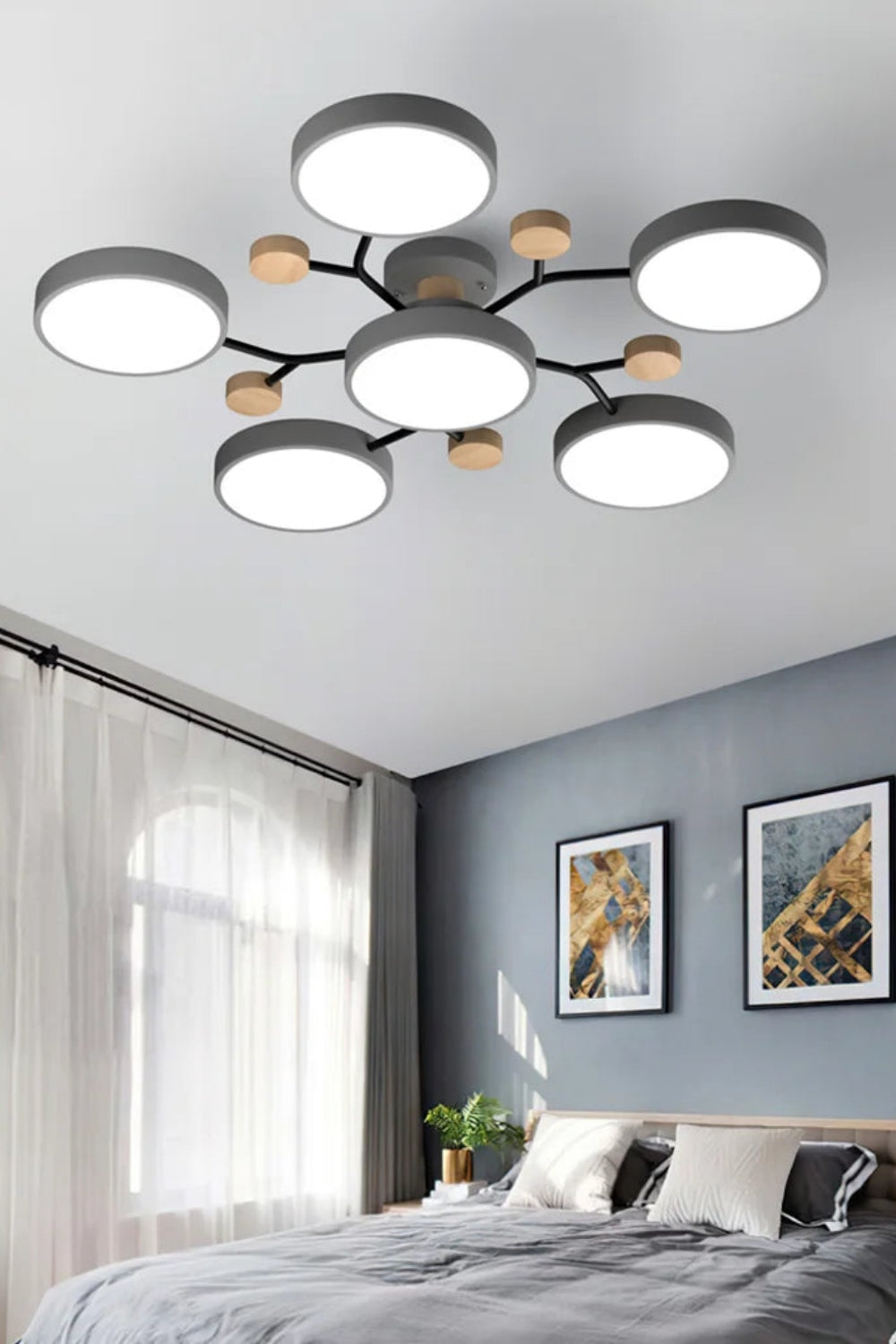Multihead Disc Morandi Color Branch Ceiling Light