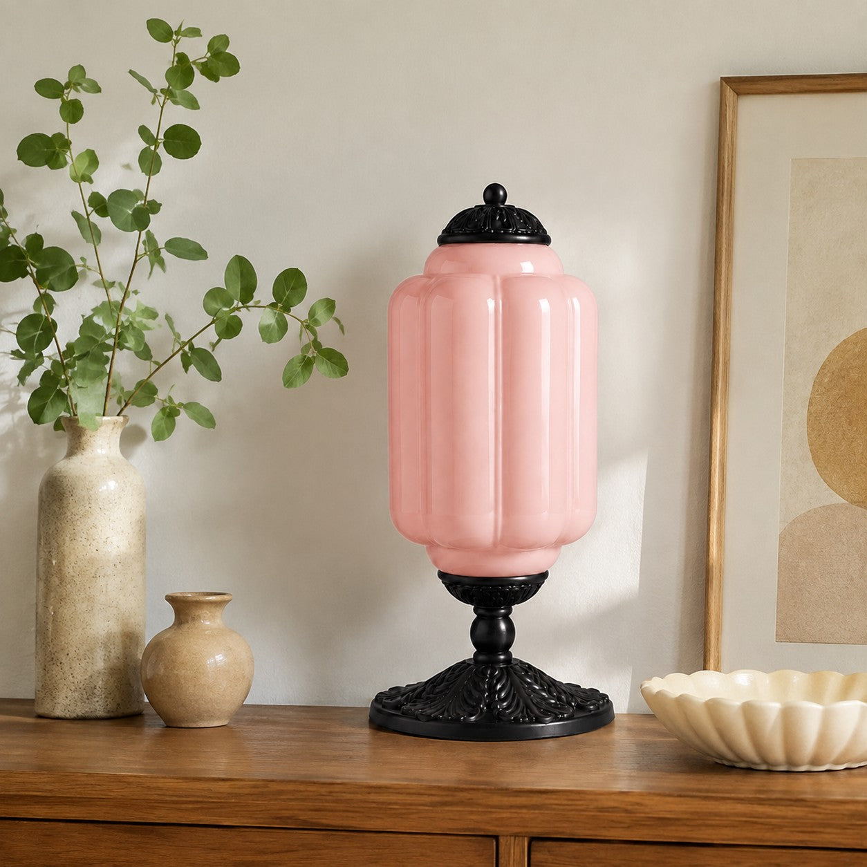Eloise Milk Glass Table Lamp for Bedroom Decor